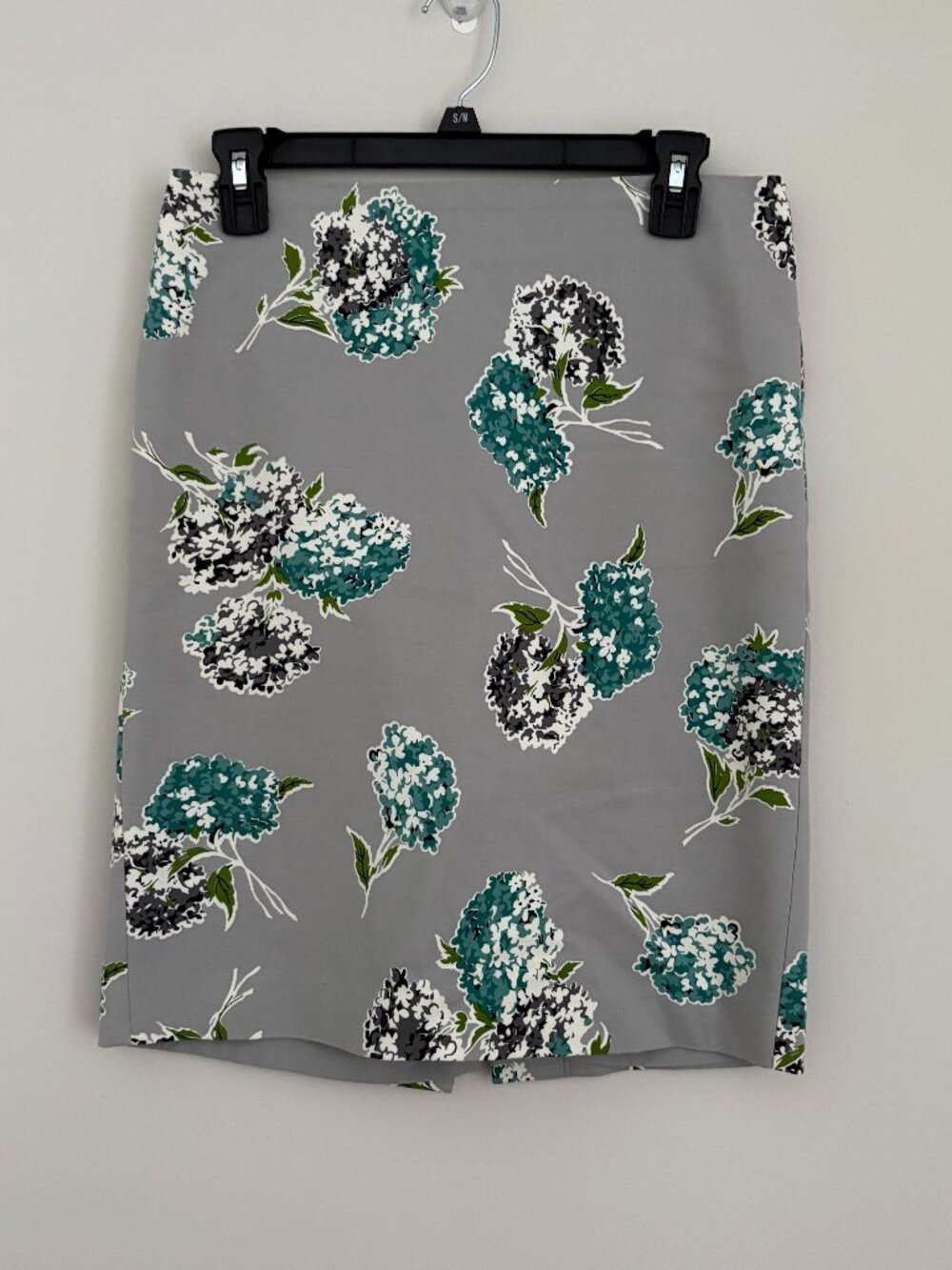Ann Taylor Factory Gray Teal Floral Hydrangea Pencil Skirt Preppy Office Chic 2